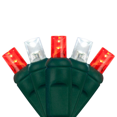 70 5mm Warm White LED Christmas Lights, Green Wire, 4" Spacing