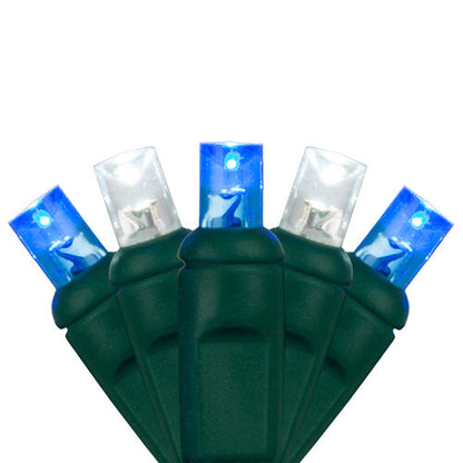 70 5mm Warm White LED Christmas Lights, Green Wire, 4" Spacing