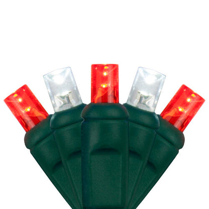 70 5mm Warm White LED Christmas Lights, Green Wire, 4" Spacing