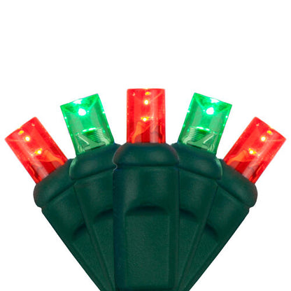 70 5mm Warm White LED Christmas Lights, Green Wire, 4" Spacing