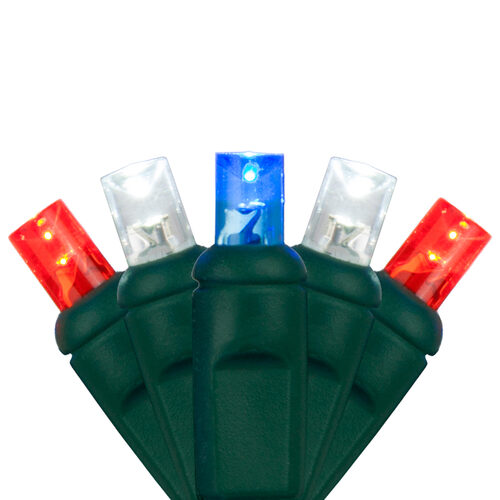 70 5mm Warm White LED Christmas Lights, Green Wire, 4" Spacing