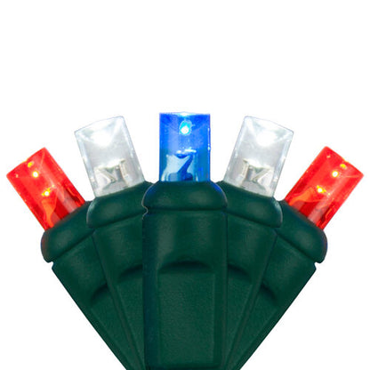 70 5mm Warm White LED Christmas Lights, Green Wire, 4" Spacing